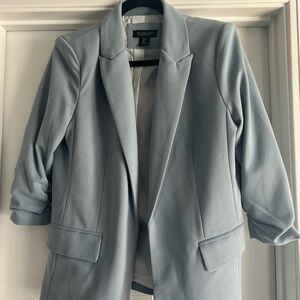 Rachel Zoe Women's Light Blue Blazer- Ruched sleeves